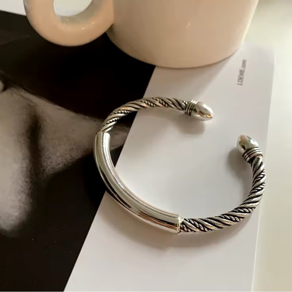 MEN’S SILVER CUFF BANGLE BRACELET - Picture 7 of 8